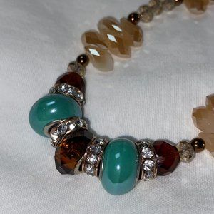 Handmade Statement Necklace - Large Rondelles with Crystal Teardrop Beads